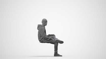realistic 3D boy casual kids, scanned archviz people for Blender and 3ds Max, wireframe side view