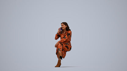 3D scanned woman sitting casual, photorealistic archviz people for Enscape and SketchUp, top-down view render