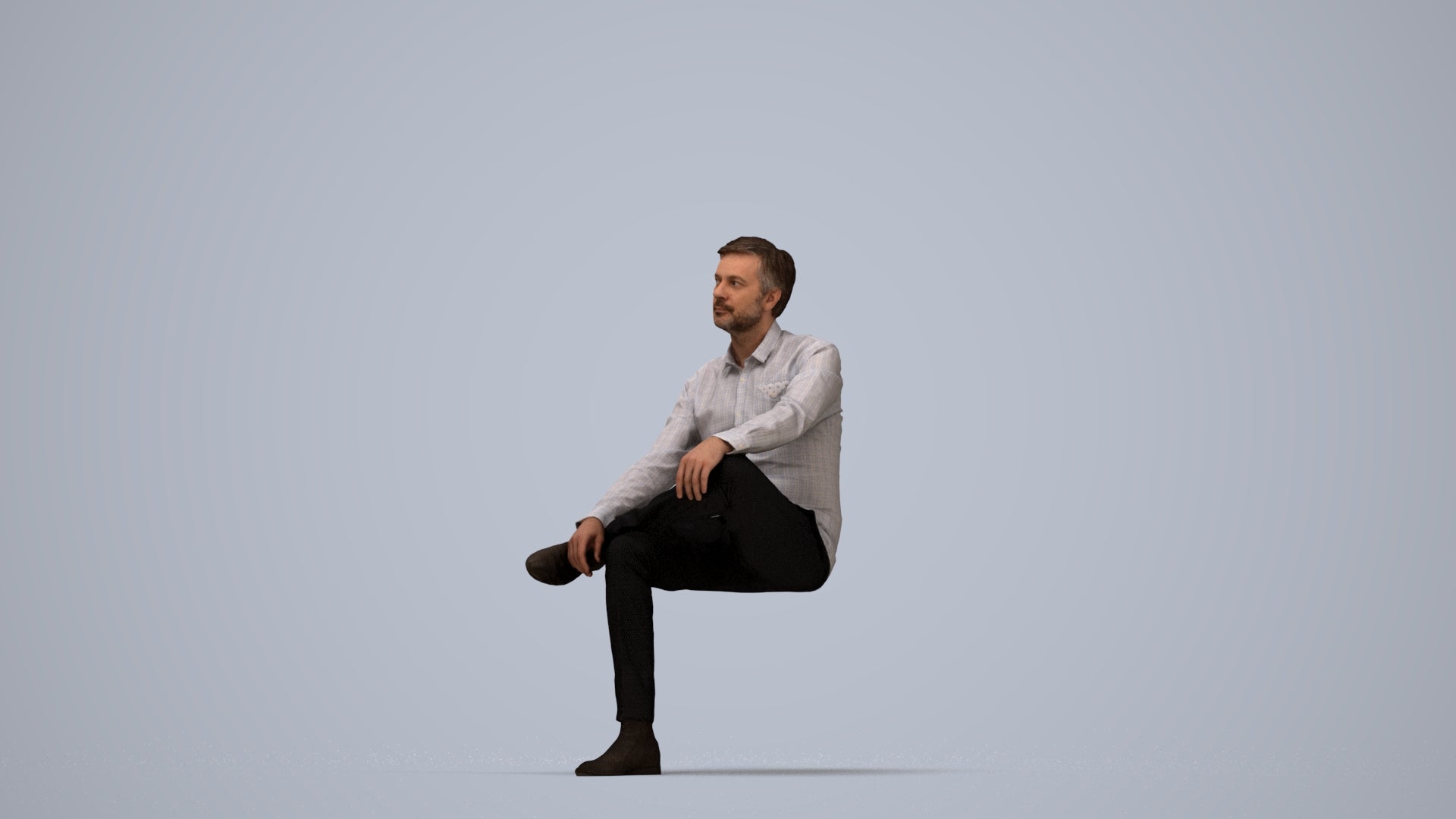 photogrammetry 3D man business, realistic human model archviz FBX, top-down view render