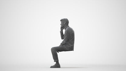 3D people model man casual sitting, scanned human for 3ds Max rendering, square thumbnail
