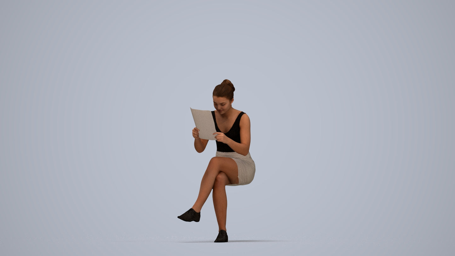 realistic 3D people girl casual kids, render-ready for V-Ray and Corona, FBX OBJ, top-down view render