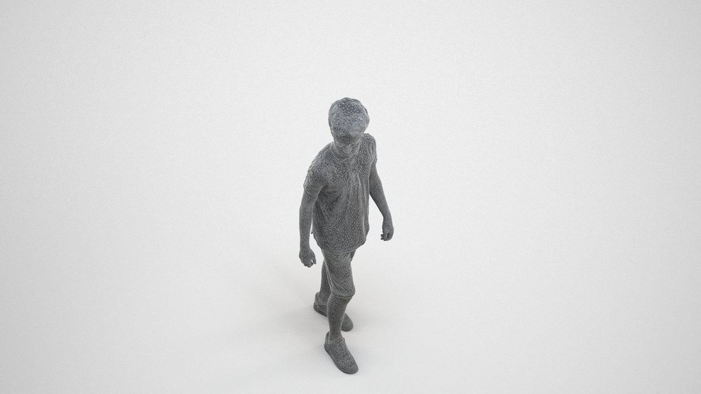 realistic 3D people boy casual kids, render-ready for V-Ray and Corona, FBX OBJ, wireframe three-quarter view