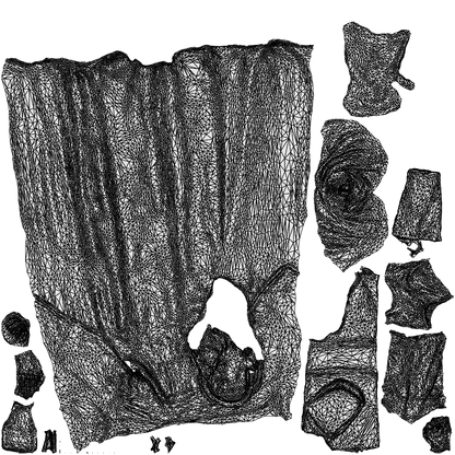 scanned 3D woman shopping, photogrammetry people for Enscape and V-Ray, wireframe top-down view