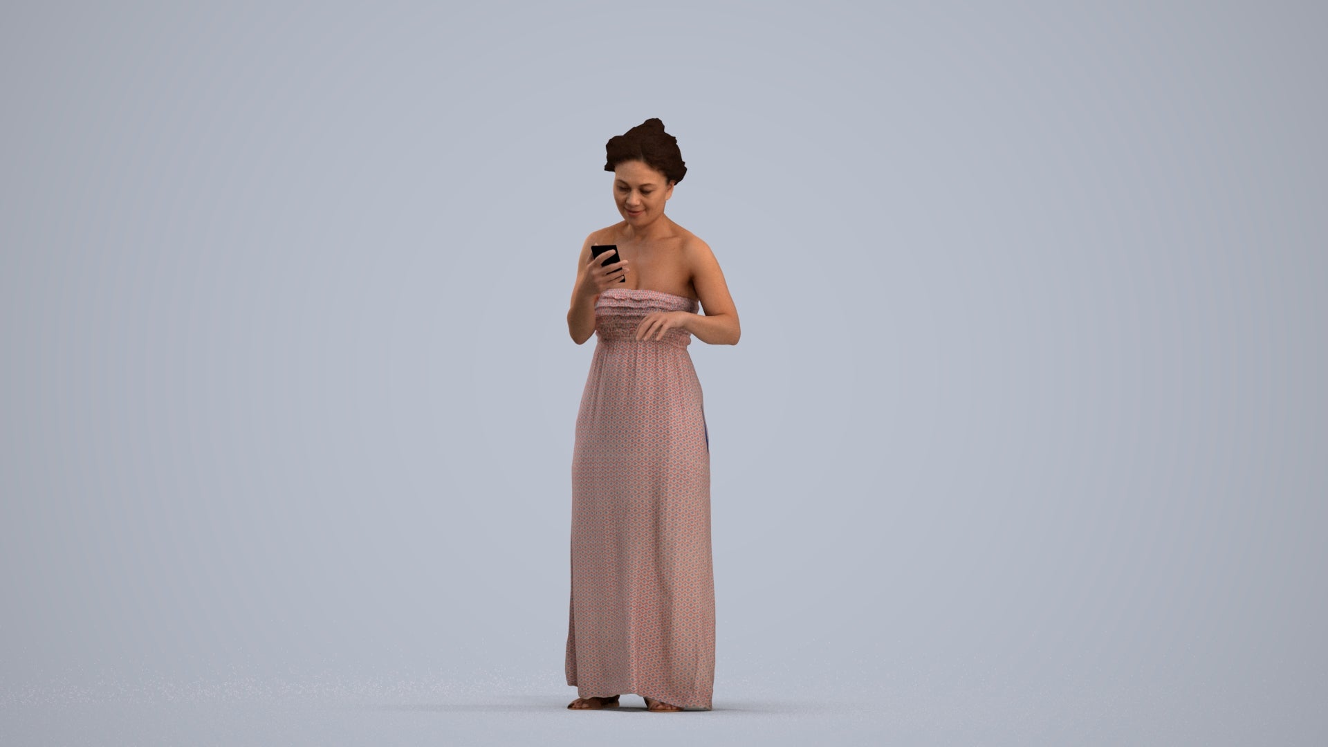 realistic 3D human woman casual standing, archviz people FBX OBJ for Blender, standing pose render