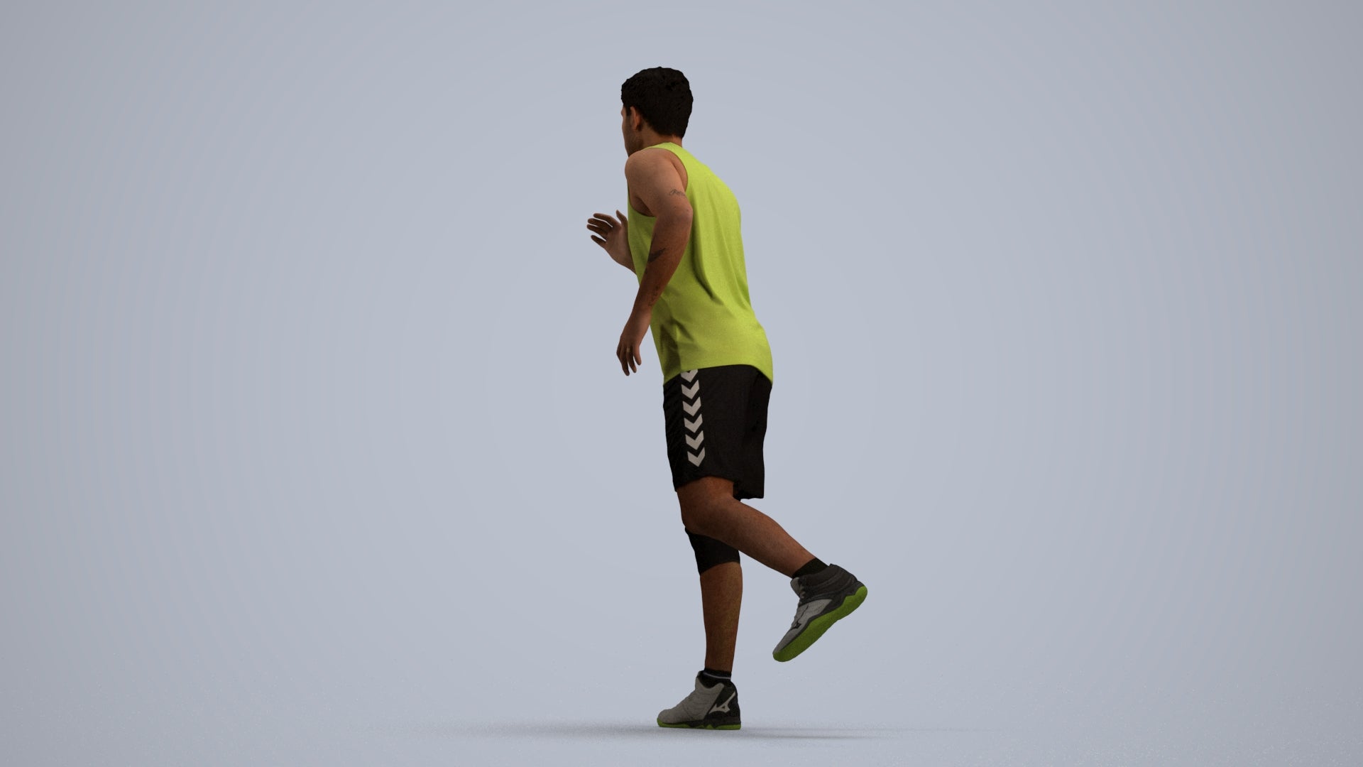 3D people model man sport, scanned human for 3ds Max rendering, front view render