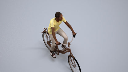 realistic 3D boy casual cycling, scanned archviz people for Blender and 3ds Max, back view render