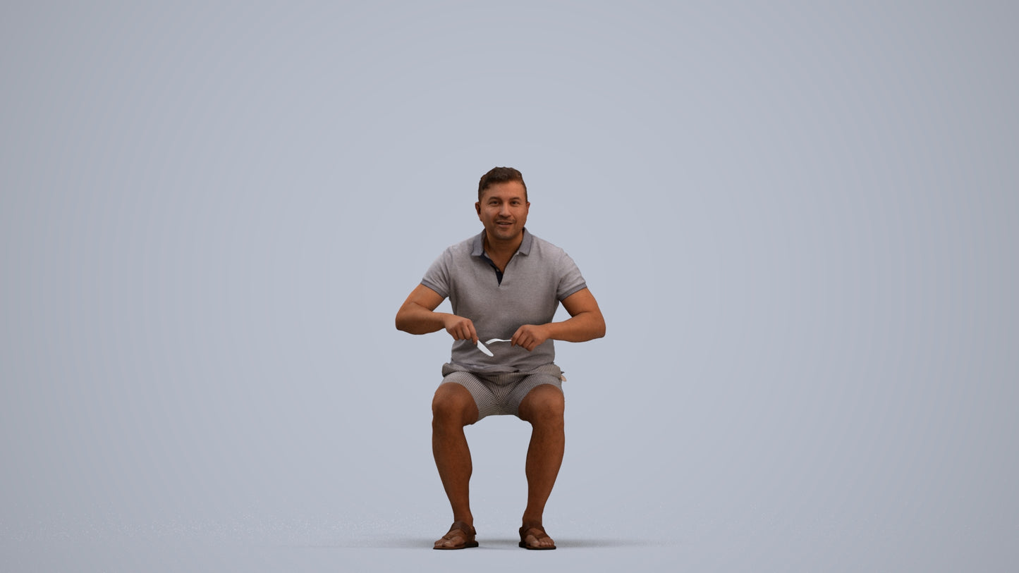 3D scanned man sitting casual, photorealistic archviz people for Enscape and SketchUp, standing pose render
