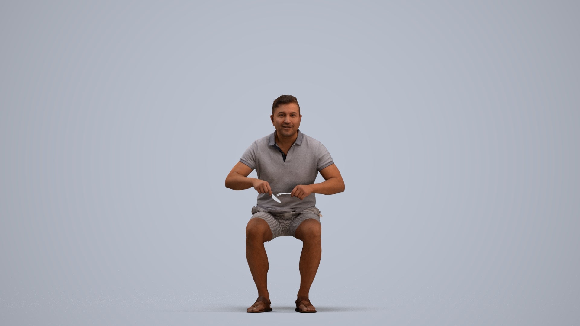 3D scanned man sitting casual, photorealistic archviz people for Enscape and SketchUp, standing pose render