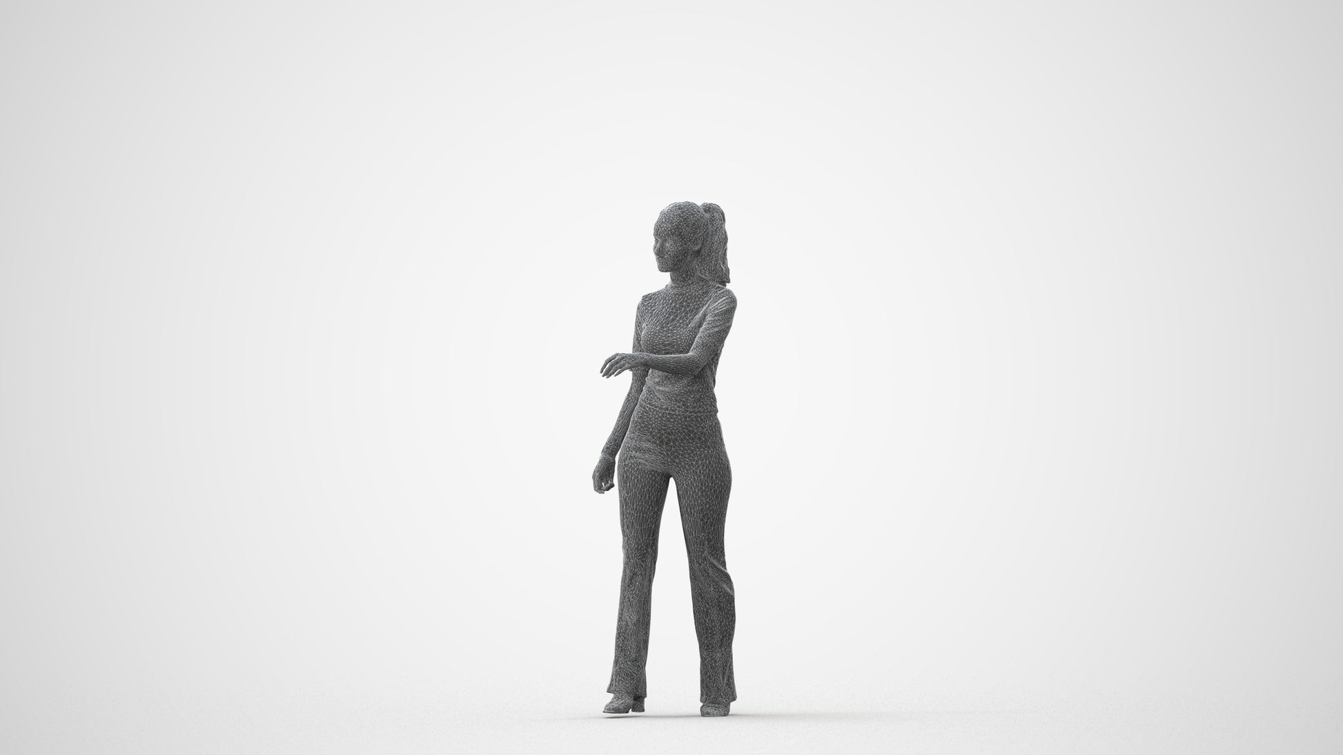 realistic 3D human woman casual door, archviz people FBX OBJ for Blender, square thumbnail