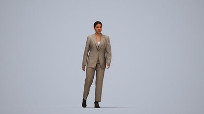 3D scanned woman standing business, photorealistic archviz people for Enscape and SketchUp, top-down view render