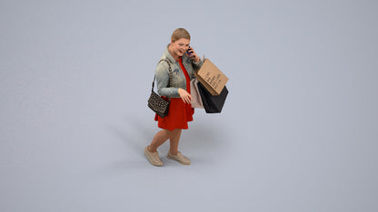 scanned 3D woman casual shopping, photogrammetry people for Enscape and V-Ray, back view render