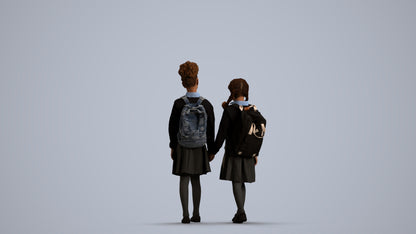 realistic 3D girl kids, scanned archviz people for Blender and 3ds Max, front view render