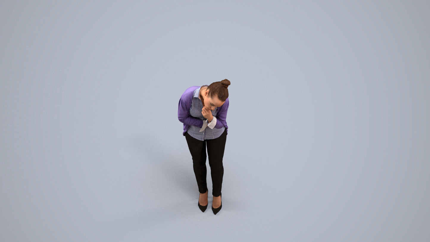 photogrammetry 3D woman business standing, realistic human model archviz FBX, back view render