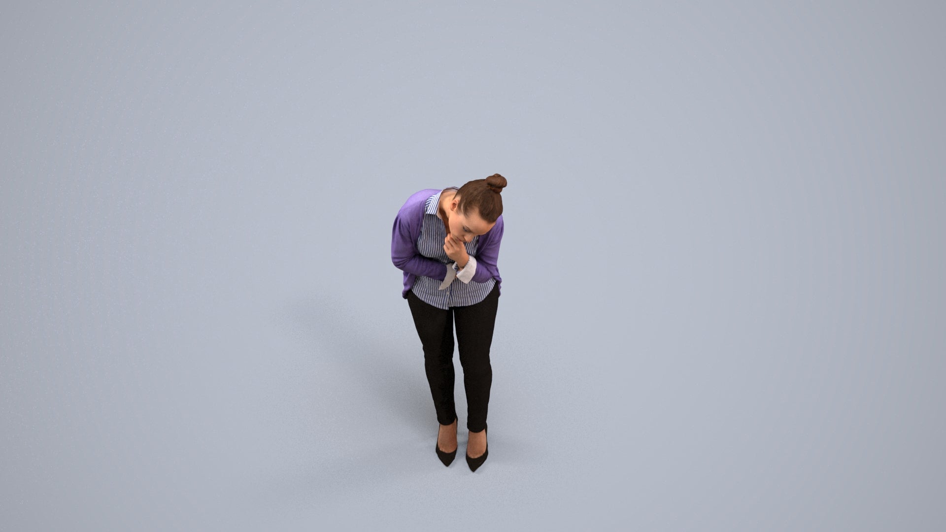 photogrammetry 3D woman business standing, realistic human model archviz FBX, back view render