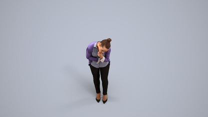 photogrammetry 3D woman business standing, realistic human model archviz FBX, back view render