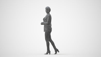 realistic 3D human woman business walking, archviz people FBX OBJ for Blender, square thumbnail