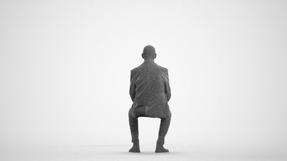 scanned 3D senior man business, photogrammetry people for Enscape and V-Ray, wireframe front view