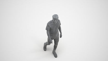 photogrammetry 3D man casual walking, realistic human model archviz FBX, wireframe three-quarter view