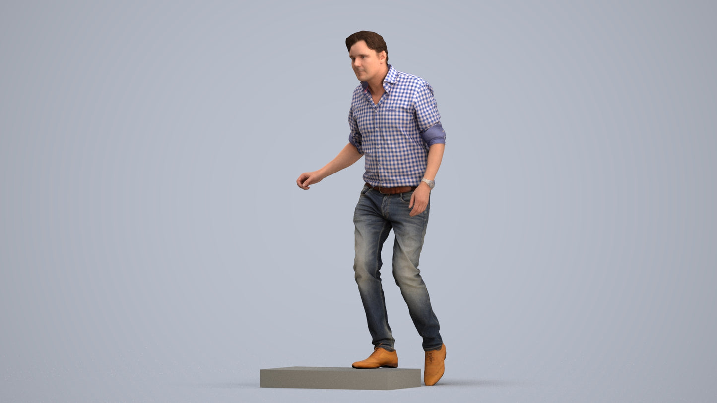 realistic 3D human man casual standing, archviz people FBX OBJ for Blender, standing pose render