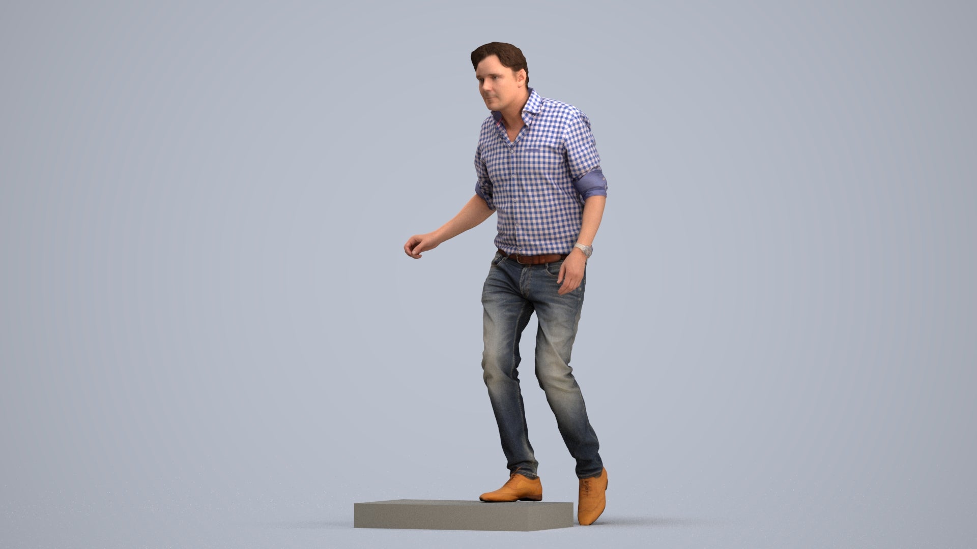 realistic 3D human man casual standing, archviz people FBX OBJ for Blender, standing pose render