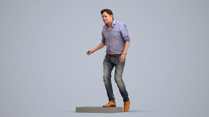 realistic 3D human man casual standing, archviz people FBX OBJ for Blender, standing pose render