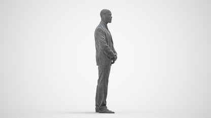 realistic 3D people man business, render-ready for V-Ray and Corona, FBX OBJ, wireframe side view