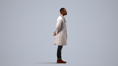 photogrammetry 3D man medical, realistic human model archviz FBX, side view render