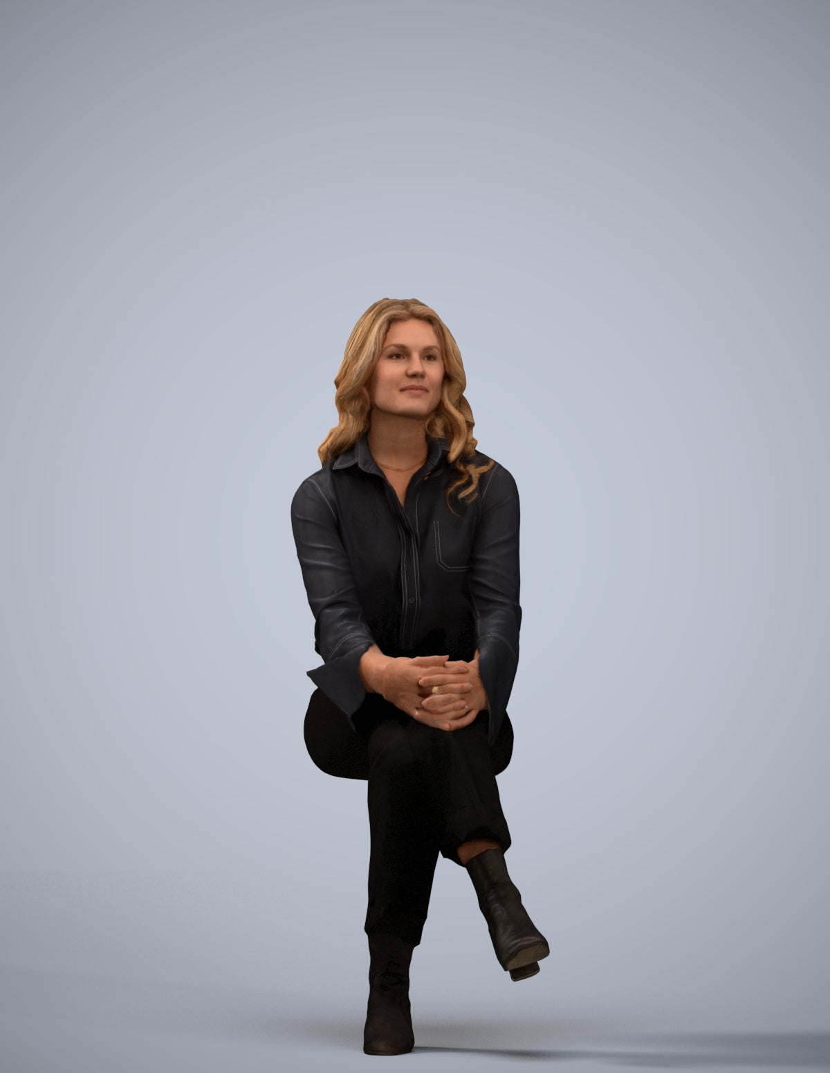 3D human model woman business formalaffairs, photogrammetry scanned person for archviz