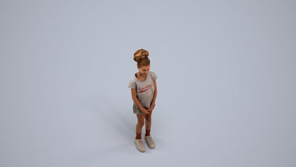 realistic 3D girl casual kids, scanned archviz people for Blender and 3ds Max, back view render