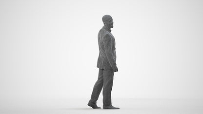 photogrammetry 3D man business, realistic human model archviz FBX, wireframe side view