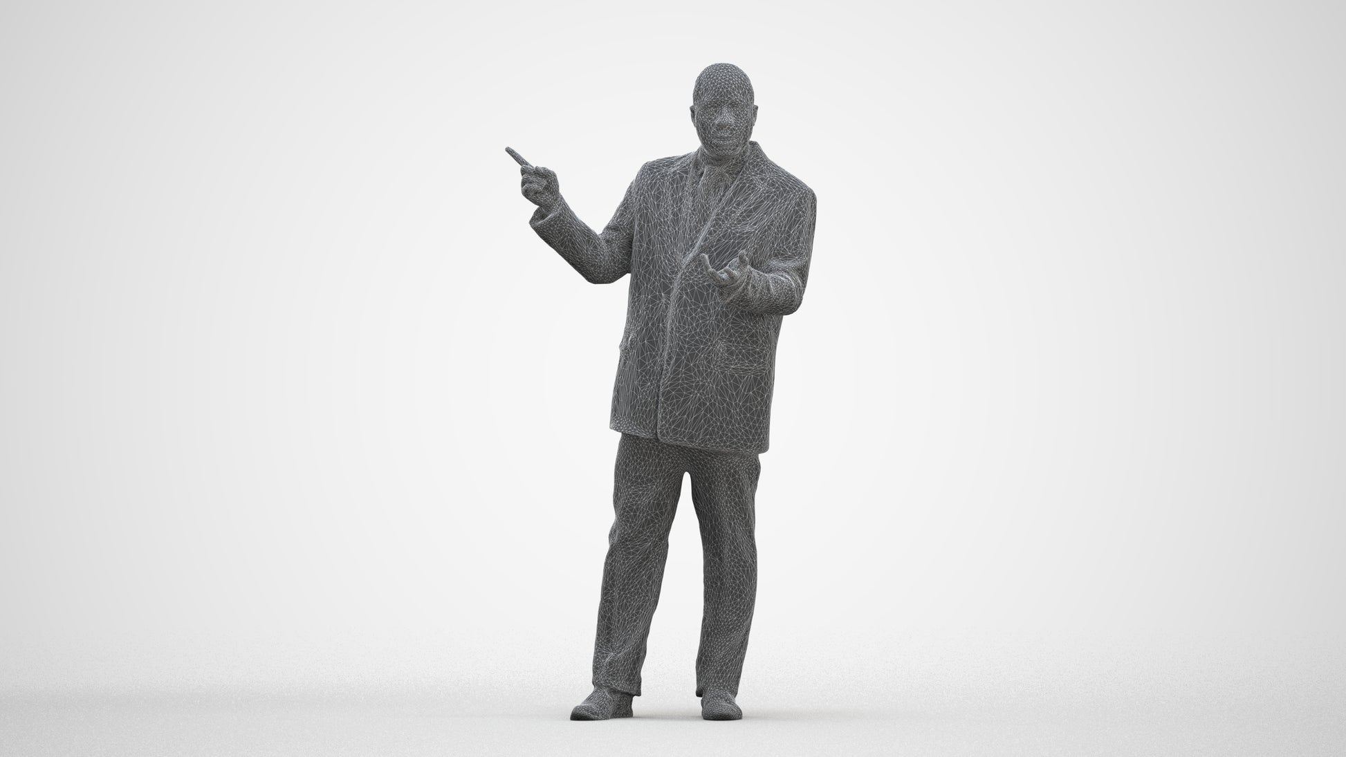 realistic 3D human man business, archviz people FBX OBJ for Blender, three-quarter front view render