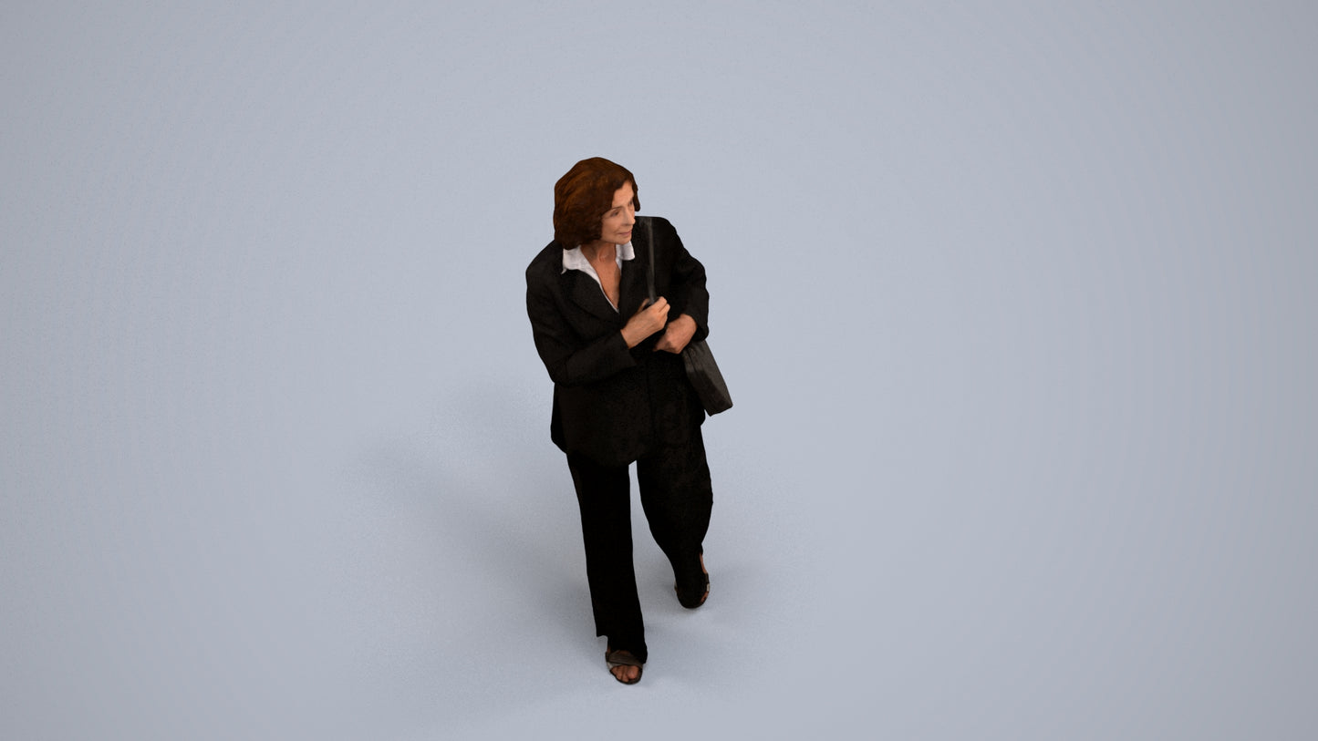 realistic 3D people senior woman business, render-ready for V-Ray and Corona, FBX OBJ, back view render