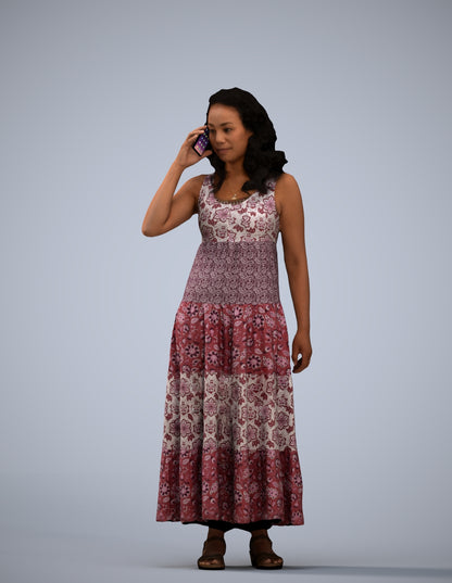 3D people model woman casual standing, scanned human for 3ds Max rendering