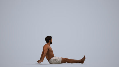 3D human model man pool, photogrammetry scanned person for archviz, side view render