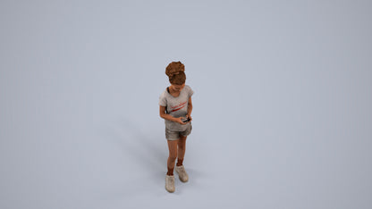 photogrammetry 3D girl casual kids, realistic human model archviz FBX, back view render