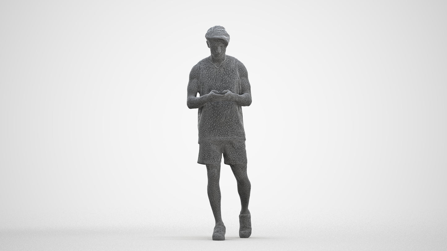 photogrammetry 3D man sport walking, realistic human model archviz FBX, three-quarter front view render