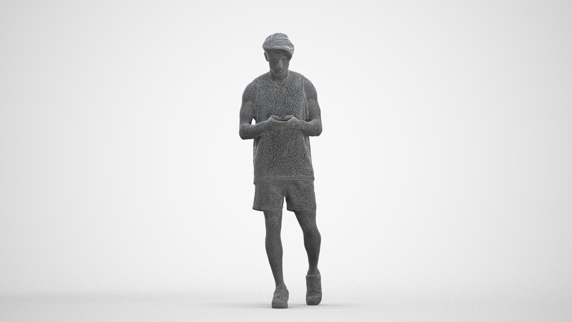 photogrammetry 3D man sport walking, realistic human model archviz FBX, three-quarter front view render