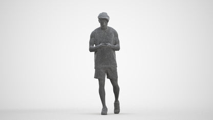 photogrammetry 3D man sport walking, realistic human model archviz FBX, three-quarter front view render