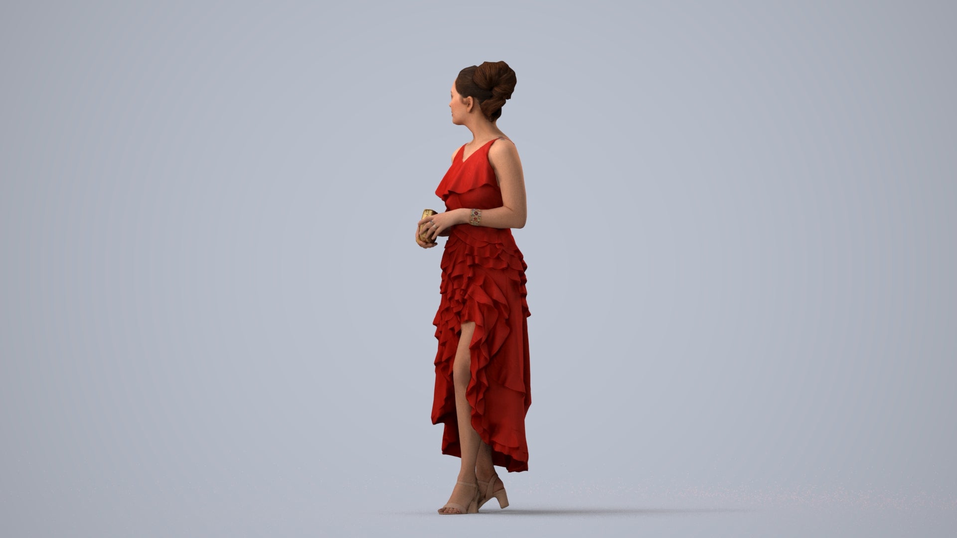 scanned 3D woman formal formalaffairs, photogrammetry people for Enscape and V-Ray, three-quarter view render