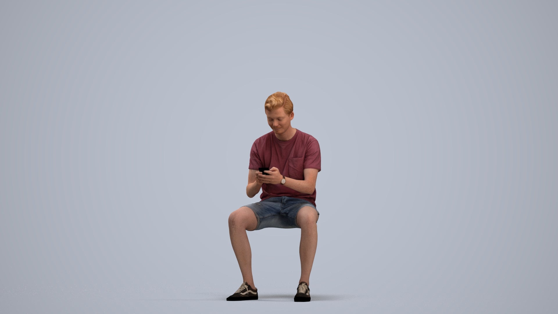 3D scanned man sitting casual, photorealistic archviz people for Enscape and SketchUp, standing pose render