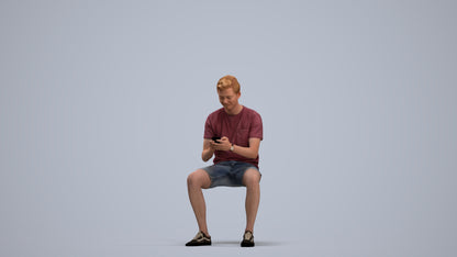 3D scanned man sitting casual, photorealistic archviz people for Enscape and SketchUp, standing pose render