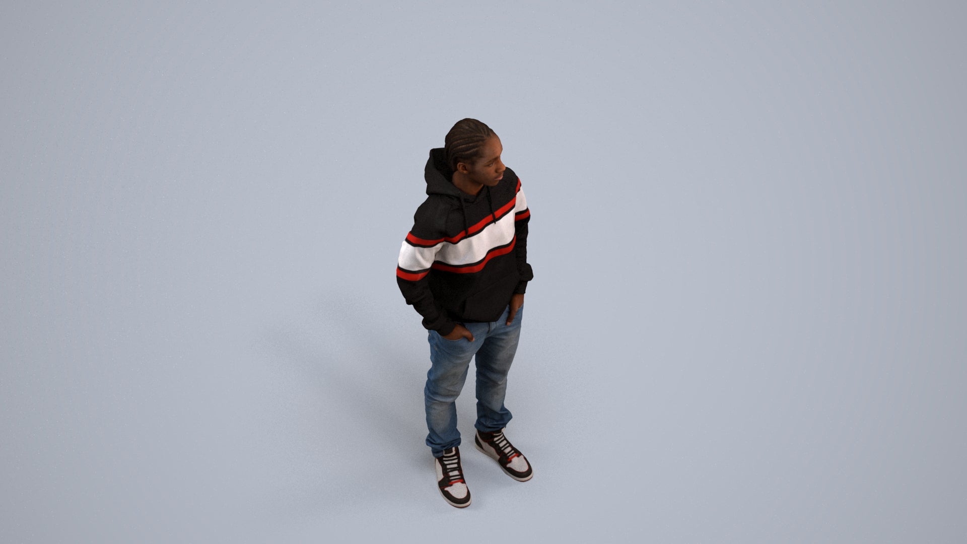 realistic 3D boy casual kids, scanned archviz people for Blender and 3ds Max, back view render