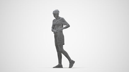 3D human model woman sport, photogrammetry scanned person for archviz, wireframe back view