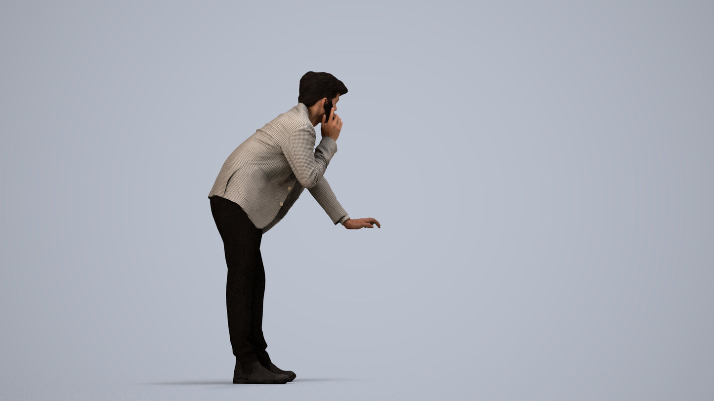 realistic 3D man business, scanned archviz people for Blender and 3ds Max, side view render