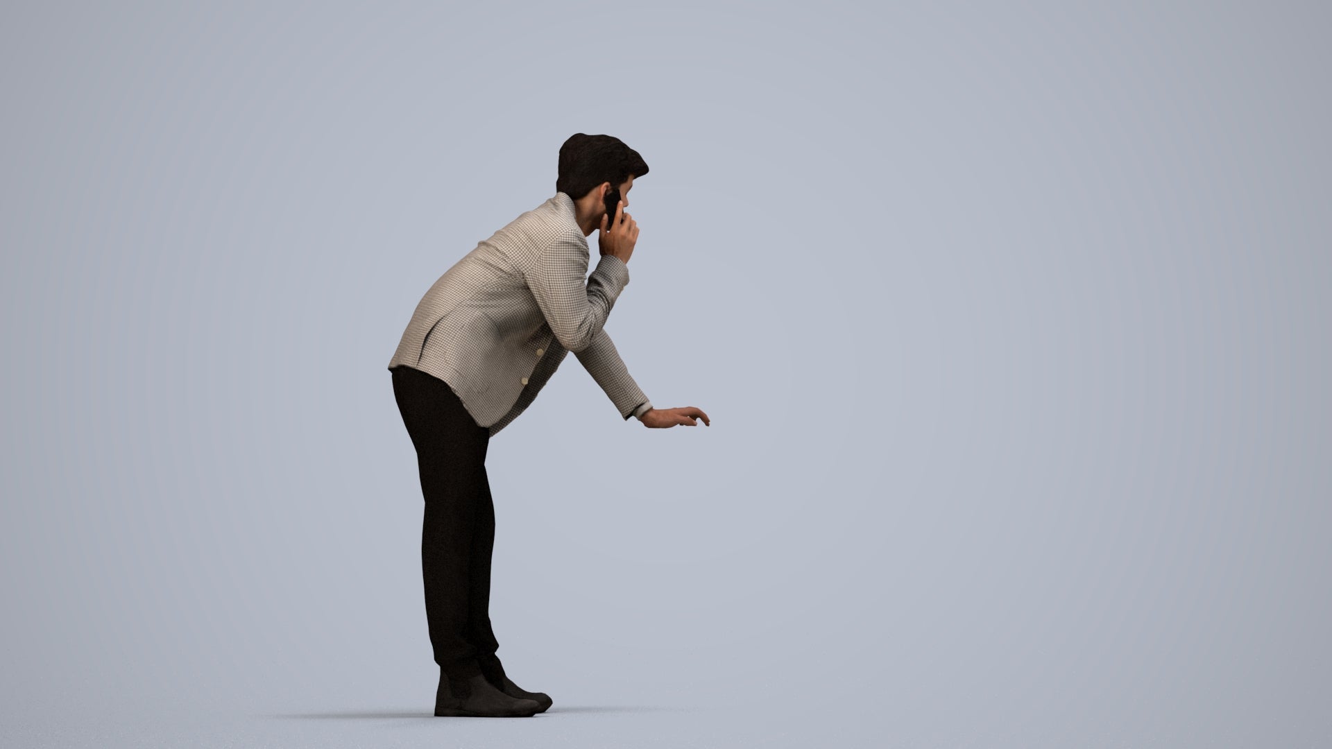realistic 3D man business, scanned archviz people for Blender and 3ds Max, side view render