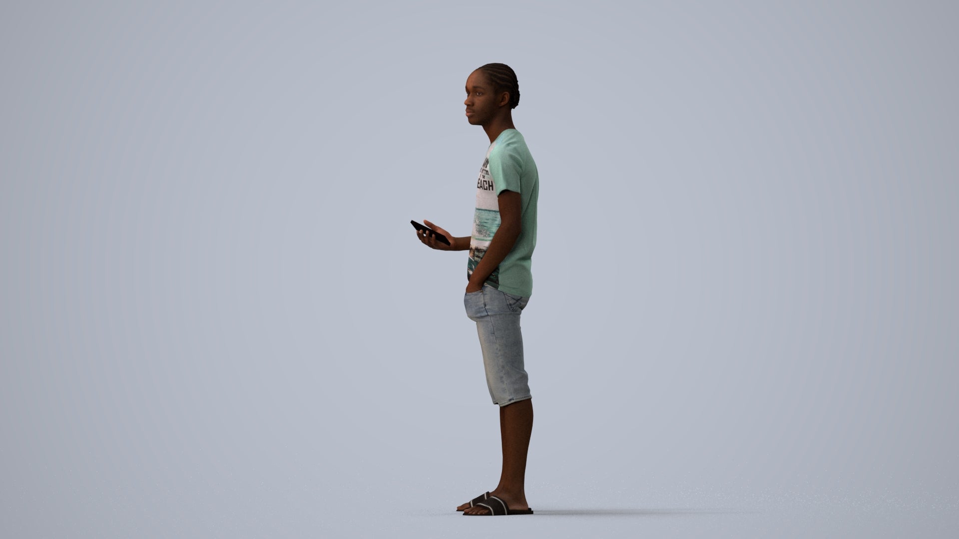 photogrammetry 3D boy casual kids, realistic human model archviz FBX, three-quarter view render