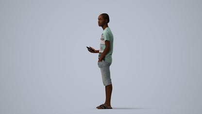 photogrammetry 3D boy casual kids, realistic human model archviz FBX, three-quarter view render