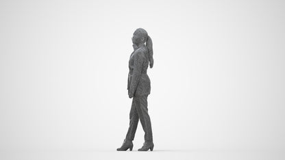 3D people model woman business, scanned human for 3ds Max rendering, wireframe back view