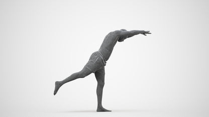 photogrammetry 3D man pool, realistic human model archviz FBX, wireframe side view