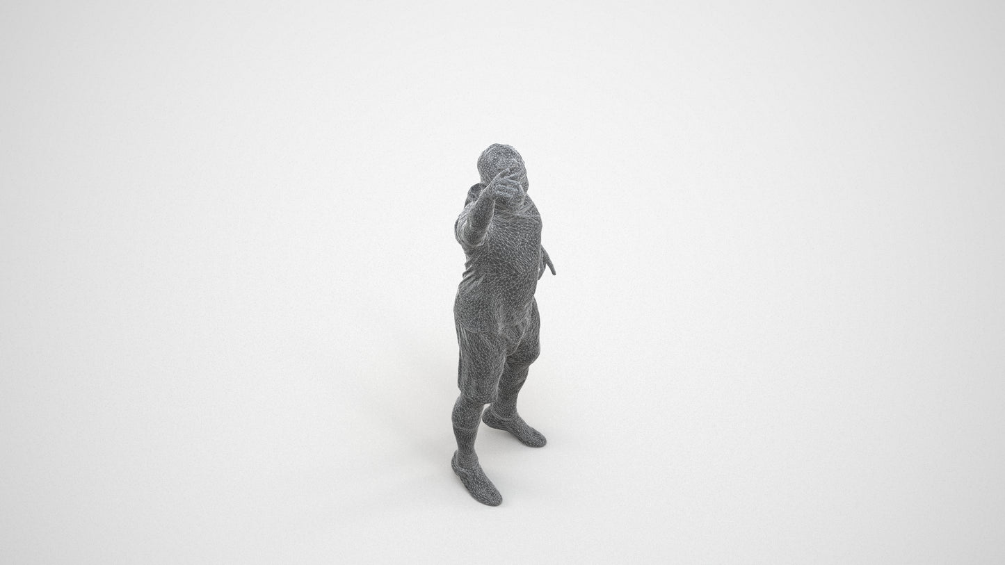 realistic 3D man sport, scanned archviz people for Blender and 3ds Max, wireframe three-quarter view